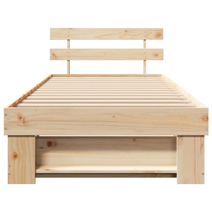 Bed Frame with Headboard Brown 75 x 190 cm Solid Pine Wood