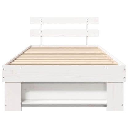 Bed Frame with Headboard White 75 x 190 cm Solid Pine Wood