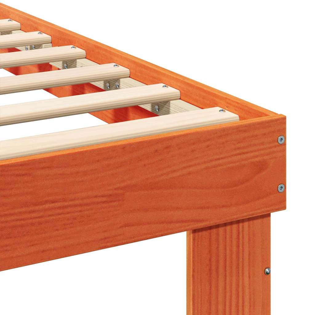 Bed Frame with Headboard Wax Brown 80 x 200 cm Solid Pine Wood