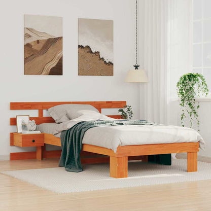 Bed Frame with Headboard Wax Brown 80 x 200 cm Solid Pine Wood