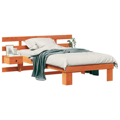 Bed Frame with Headboard Wax Brown 80 x 200 cm Solid Pine Wood