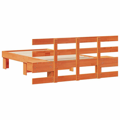 Bed Frame with Headboard Wax Brown 80 x 200 cm Solid Pine Wood