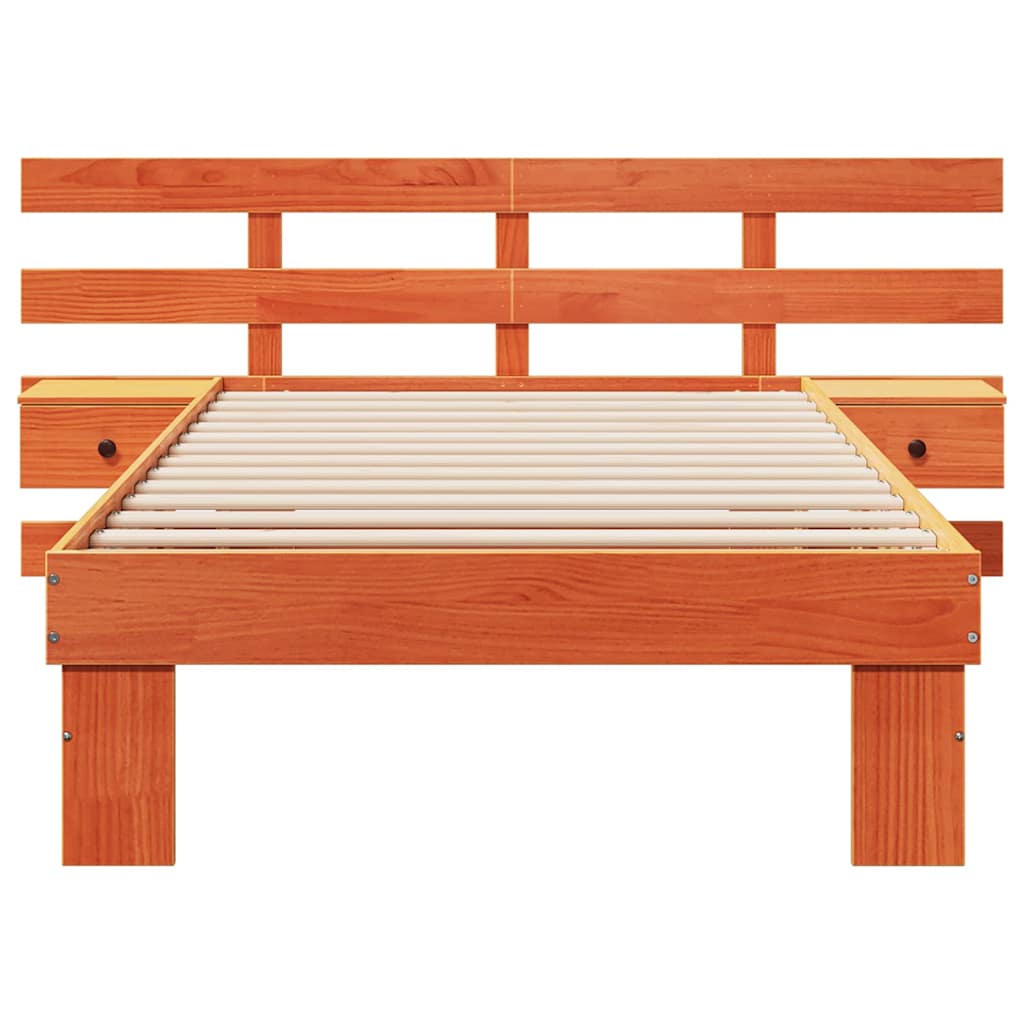 Bed Frame with Headboard Wax Brown 80 x 200 cm Solid Pine Wood
