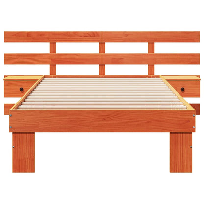 Bed Frame with Headboard Wax Brown 80 x 200 cm Solid Pine Wood