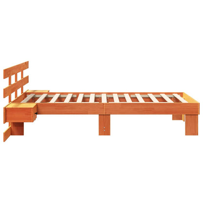 Bed Frame with Headboard Wax Brown 80 x 200 cm Solid Pine Wood