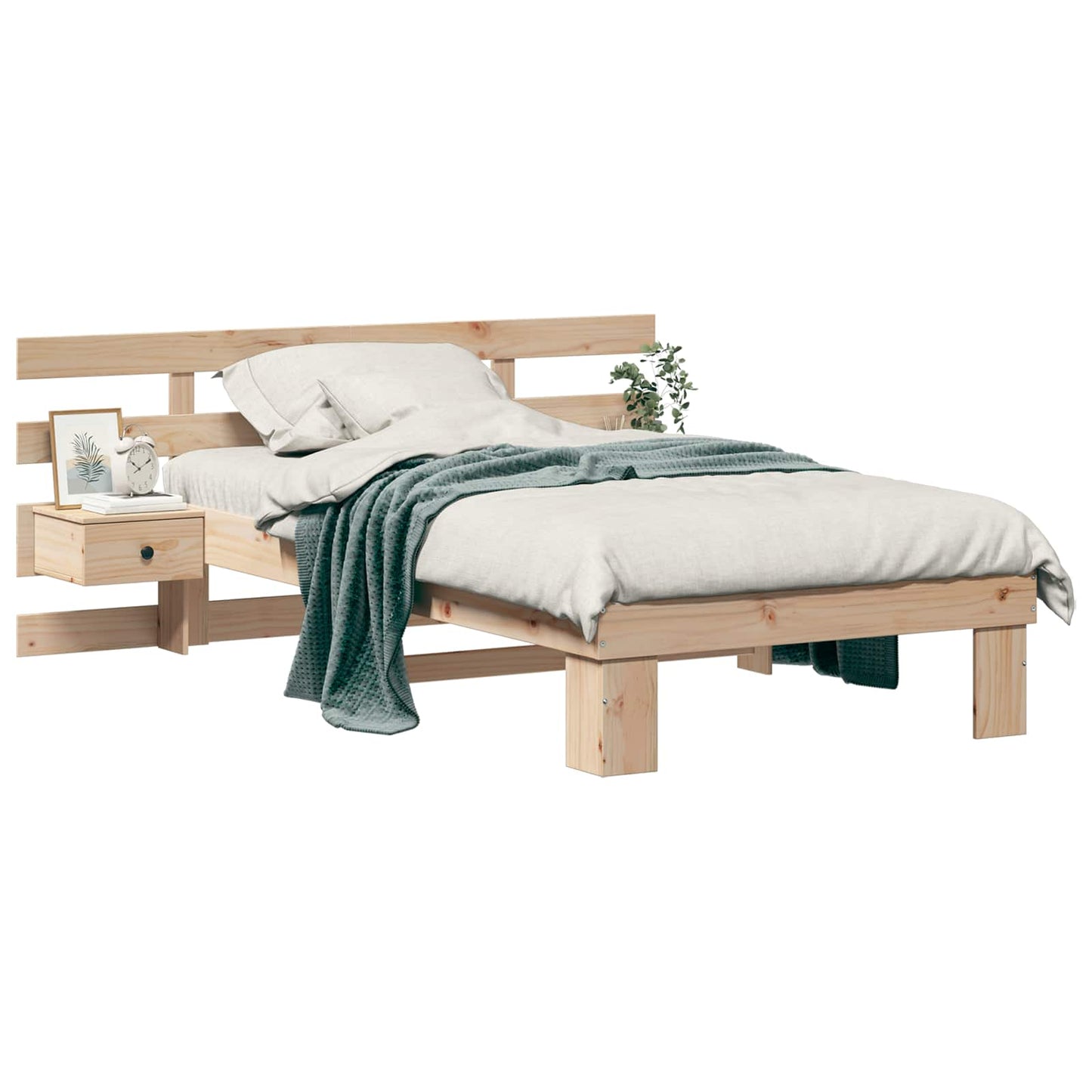 Bed Frame with Headboard Brown 90 x 190 cm Solid Pine Wood