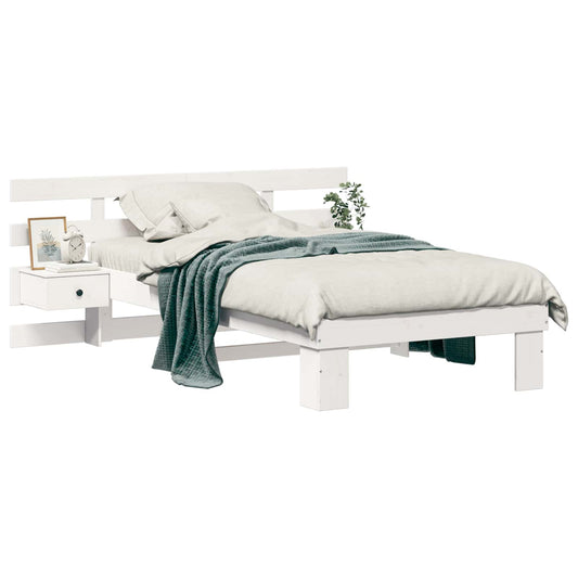 Bed Frame with Headboard White 90 x 190 cm Solid Pine Wood