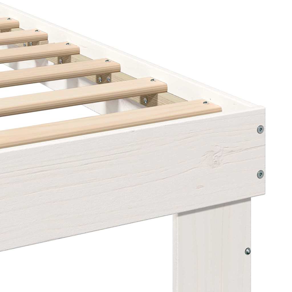 Bed Frame with Headboard White 75 x 190 cm Solid Pine Wood