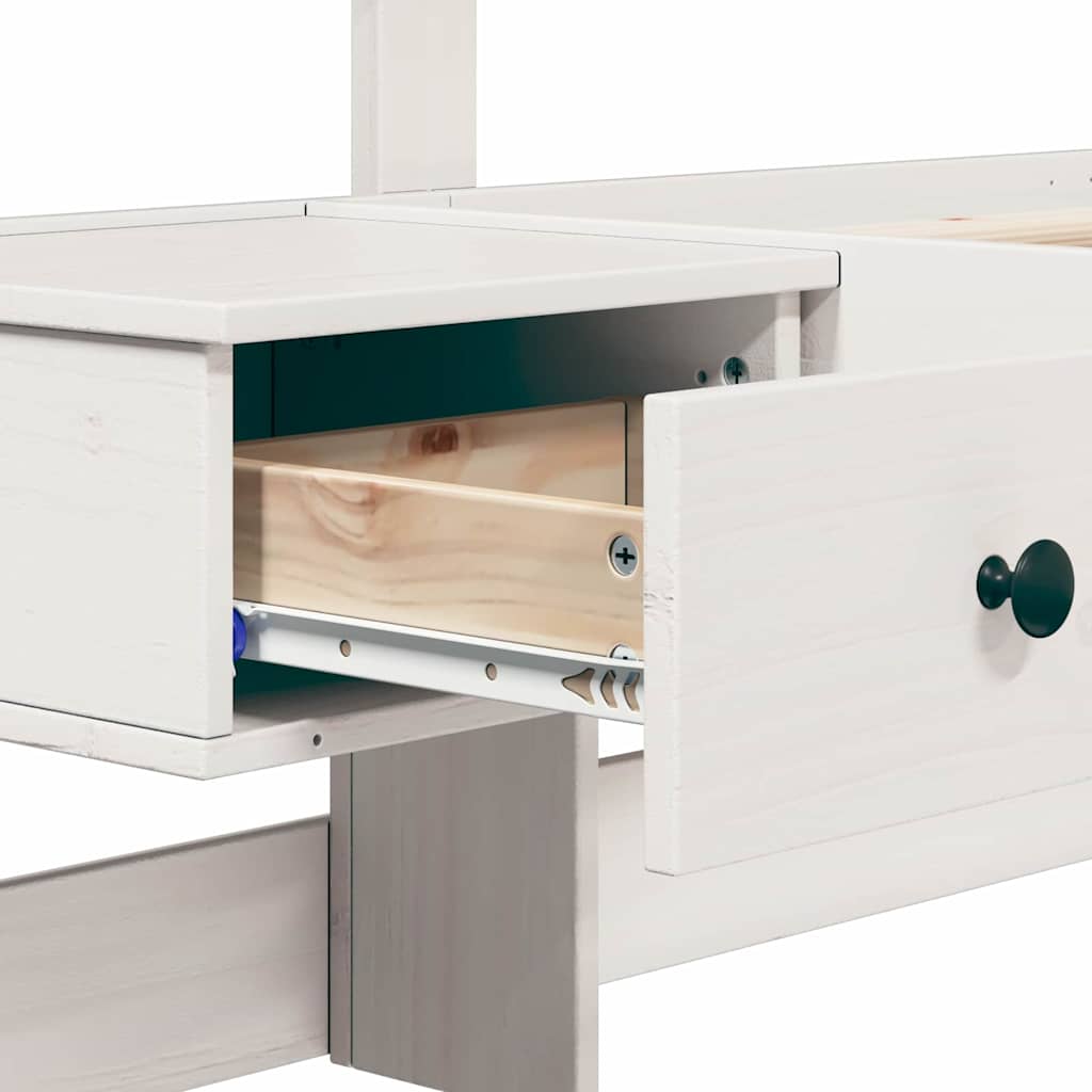 Bed Frame with Headboard White 75 x 190 cm Solid Pine Wood