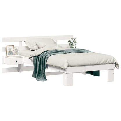 Bed Frame with Headboard White 75 x 190 cm Solid Pine Wood