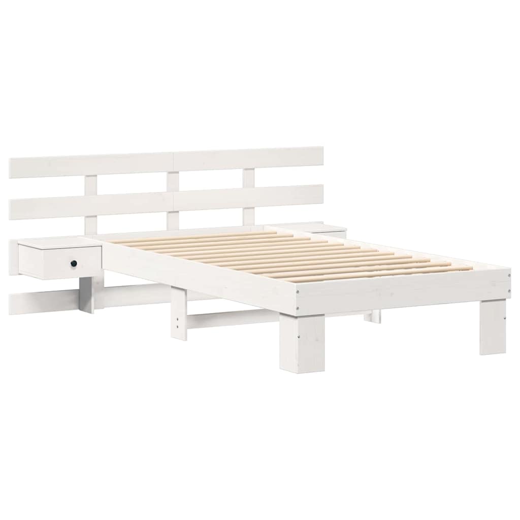 Bed Frame with Headboard White 75 x 190 cm Solid Pine Wood