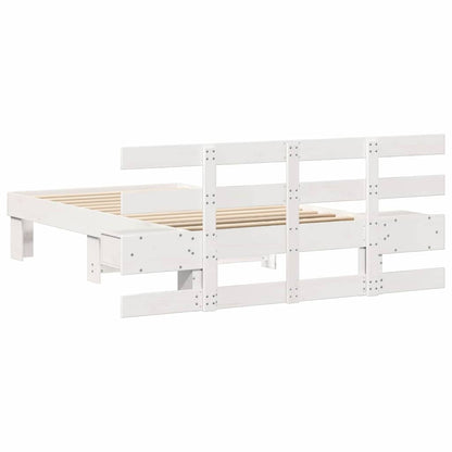 Bed Frame with Headboard White 75 x 190 cm Solid Pine Wood