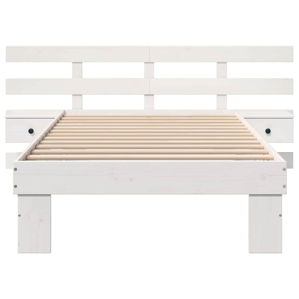 Bed Frame with Headboard White 75 x 190 cm Solid Pine Wood