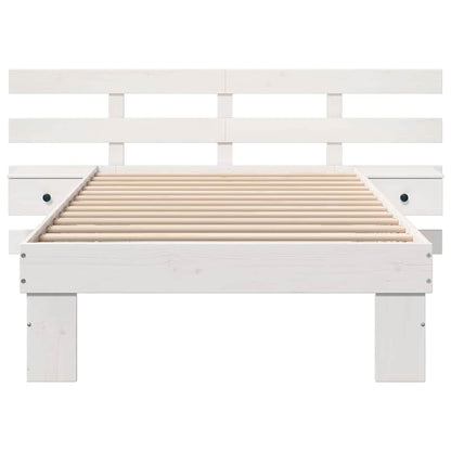 Bed Frame with Headboard White 75 x 190 cm Solid Pine Wood