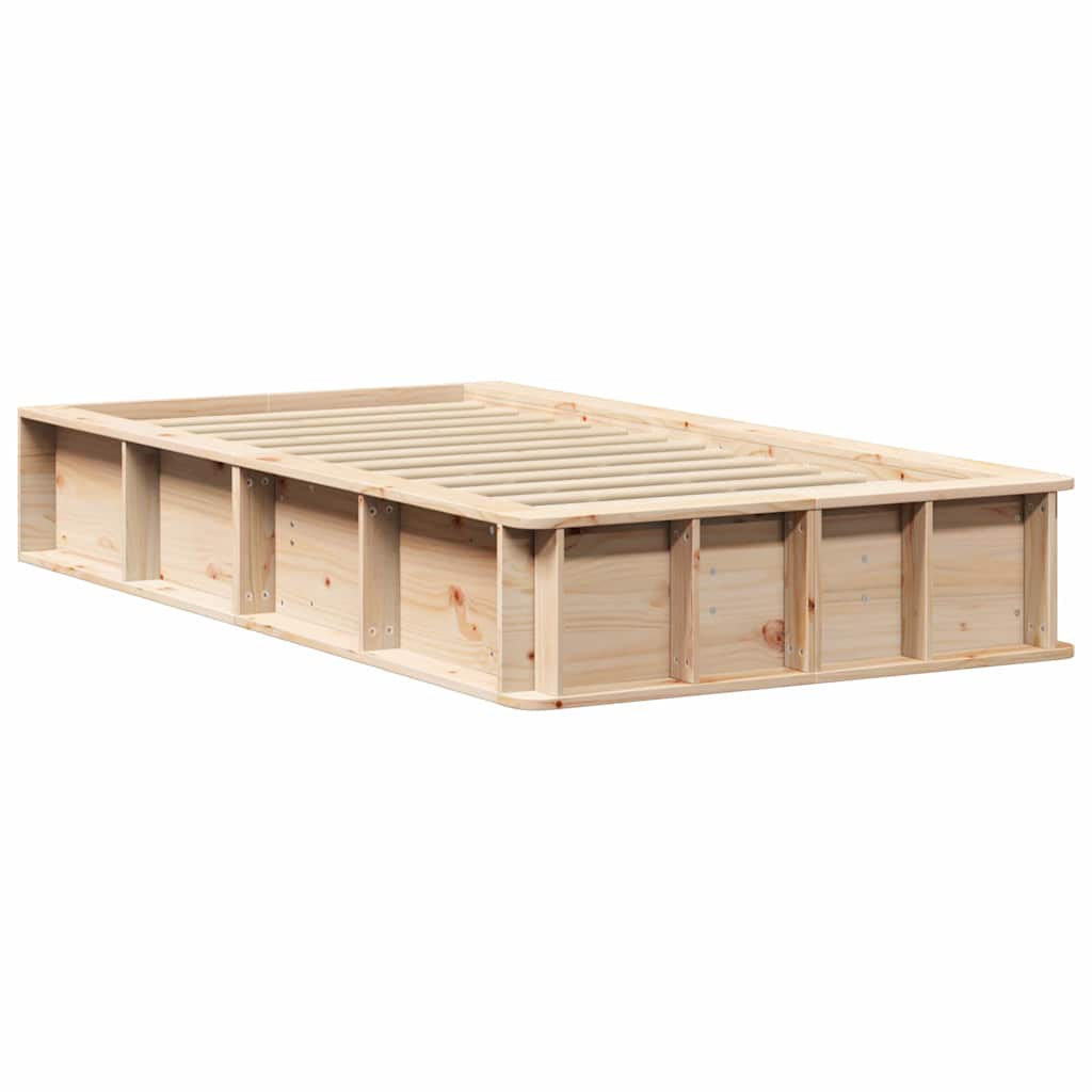 Bed Frame Wax Brown 75 x 190 cm Solid Pine Wood