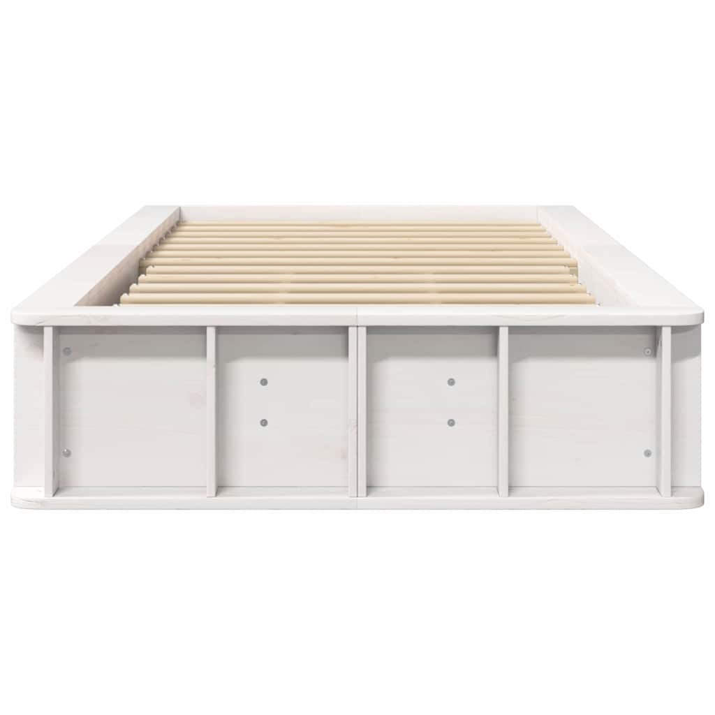 Bed Frame White 75 x 190 cm Solid Pine Wood