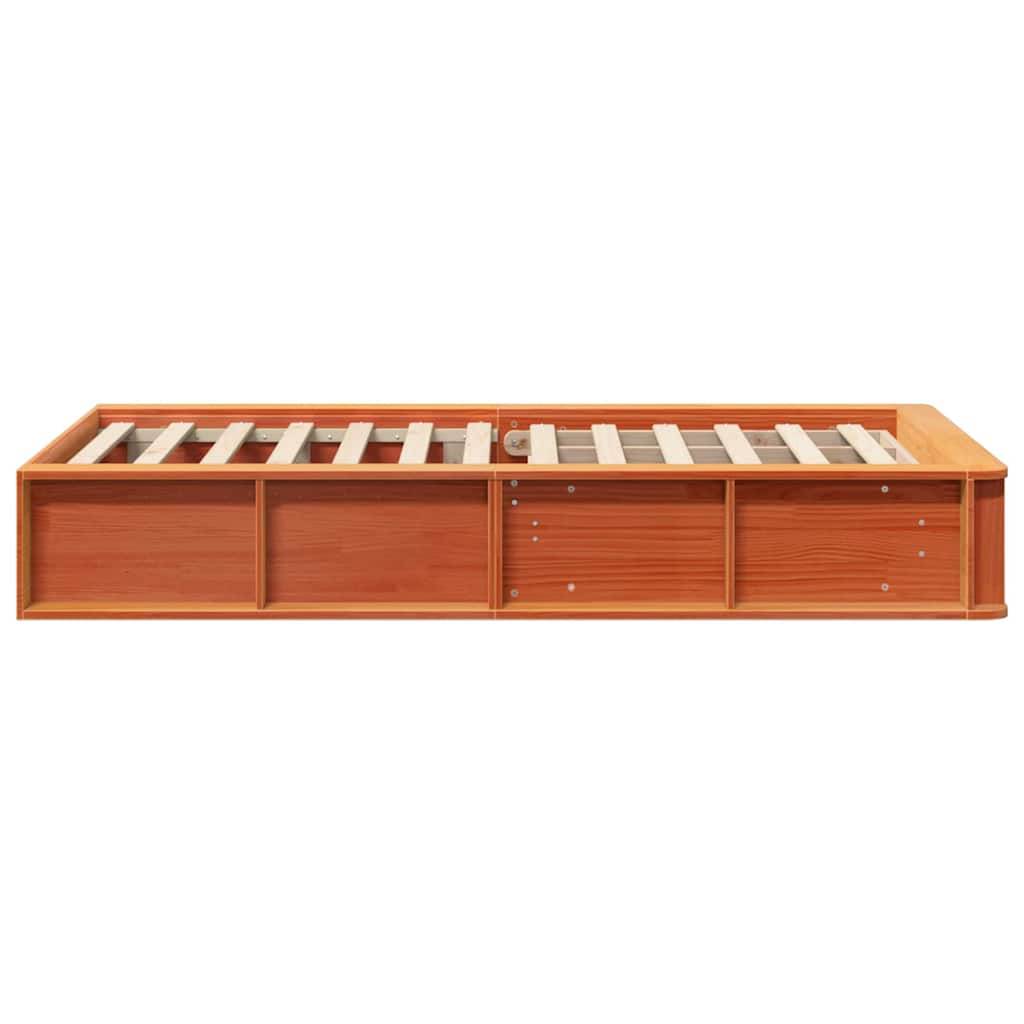 Bed Frame Wax Brown 75 x 190 cm Solid Pine Wood