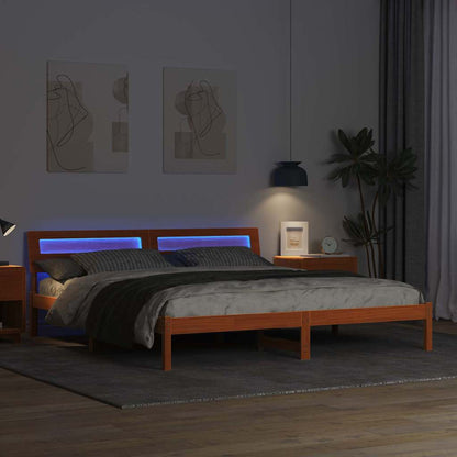 Bed Frame with Headboard Wax Brown 180 x 200 cm Solid Pine Wood