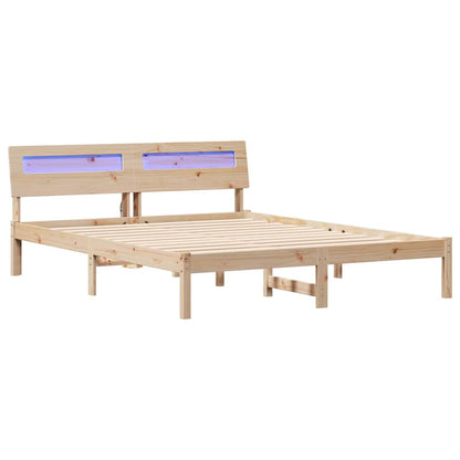Bed Frame with Headboard Brown 160 x 200 cm Solid Pine Wood