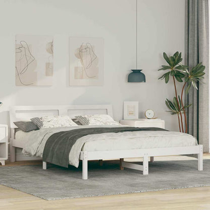 Bed Frame with Headboard White 160 x 200 cm Solid Pine Wood