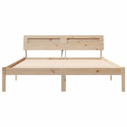 Bed Frame with Headboard Brown 150 x 200 cm Solid Pine Wood