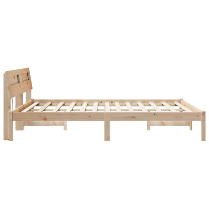 Bed Frame with Headboard Brown 150 x 200 cm Solid Pine Wood