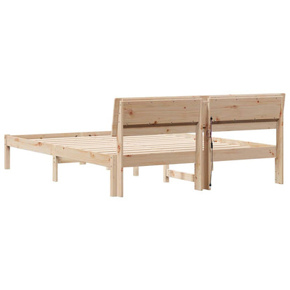 Bed Frame with Headboard Brown 140 x 200 cm Solid Pine Wood