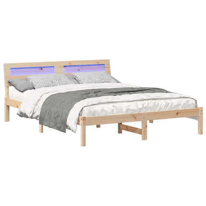Bed Frame with Headboard Brown 140 x 200 cm Solid Pine Wood