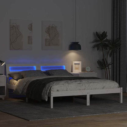 Bed Frame with Headboard White 140 x 200 cm Solid Pine Wood