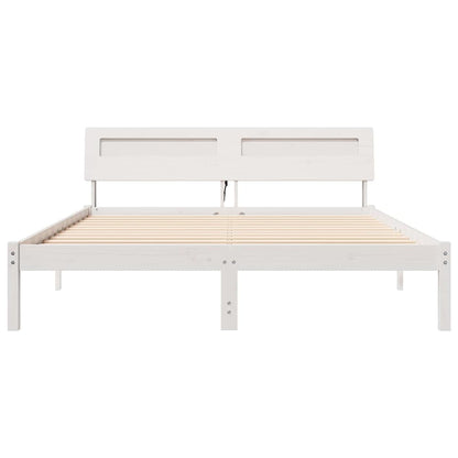 Bed Frame with Headboard White 140 x 200 cm Solid Pine Wood