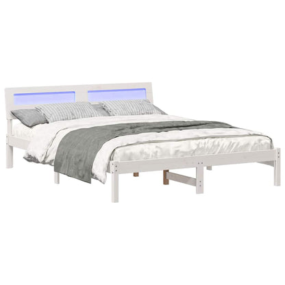 Bed Frame with Headboard White 140 x 200 cm Solid Pine Wood