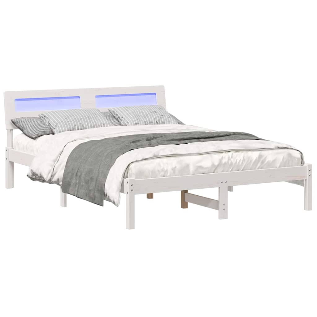Bed Frame with Headboard White 120 x 200 cm Solid Pine Wood