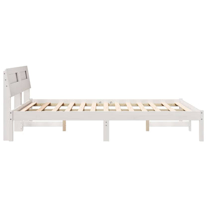 Bed Frame with Headboard White 140 x 190 cm Solid Pine Wood