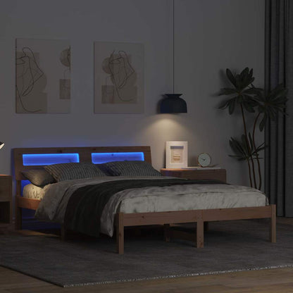 Bed Frame with Headboard Brown 120 x 190 cm Solid Pine Wood