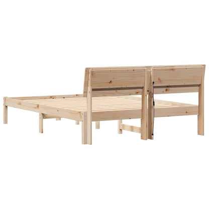 Bed Frame with Headboard Brown 120 x 190 cm Solid Pine Wood