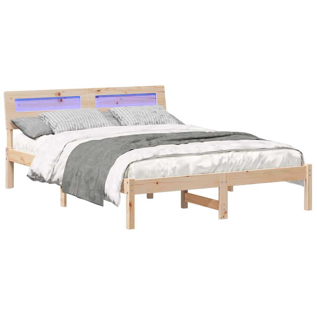 Bed Frame with Headboard Brown 120 x 190 cm Solid Pine Wood