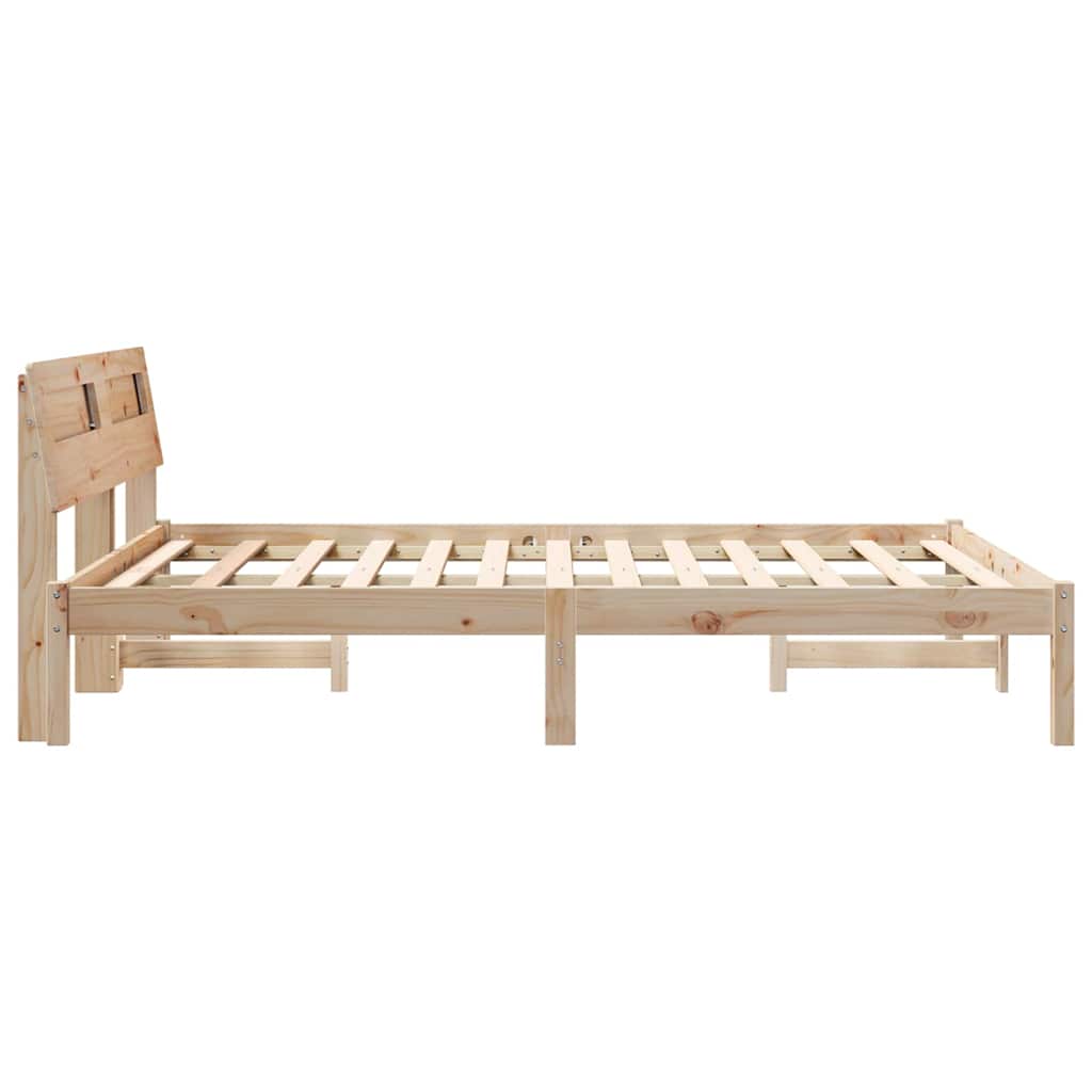 Bed Frame with Headboard Brown 120 x 190 cm Solid Pine Wood