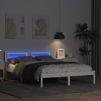 Bed Frame with Headboard White 120 x 190 cm Solid Pine Wood