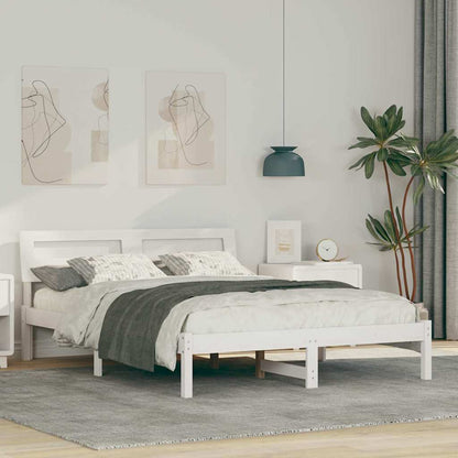 Bed Frame with Headboard White 120 x 190 cm Solid Pine Wood