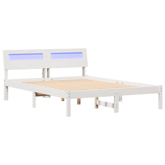 Bed Frame with Headboard White 120 x 190 cm Solid Pine Wood