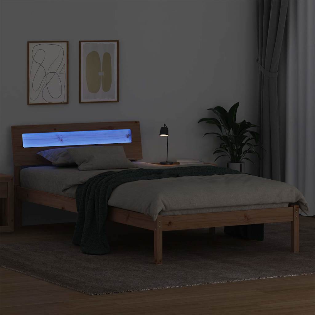 Bed Frame with Headboard Brown 100 x 200 cm Solid Pine Wood