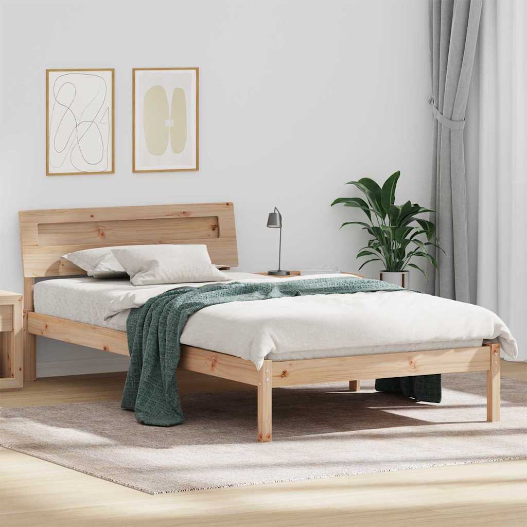 Bed Frame with Headboard Brown 100 x 200 cm Solid Pine Wood