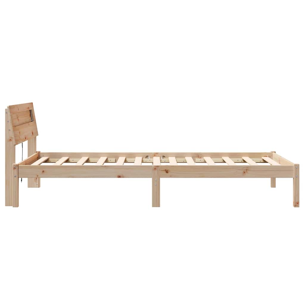 Bed Frame with Headboard Brown 100 x 200 cm Solid Pine Wood