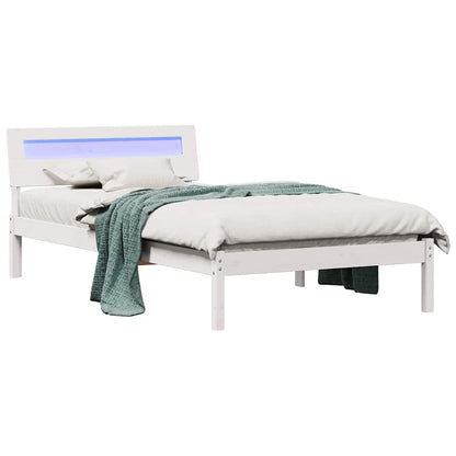 Bed Frame with Headboard White 100 x 200 cm Solid Pine Wood