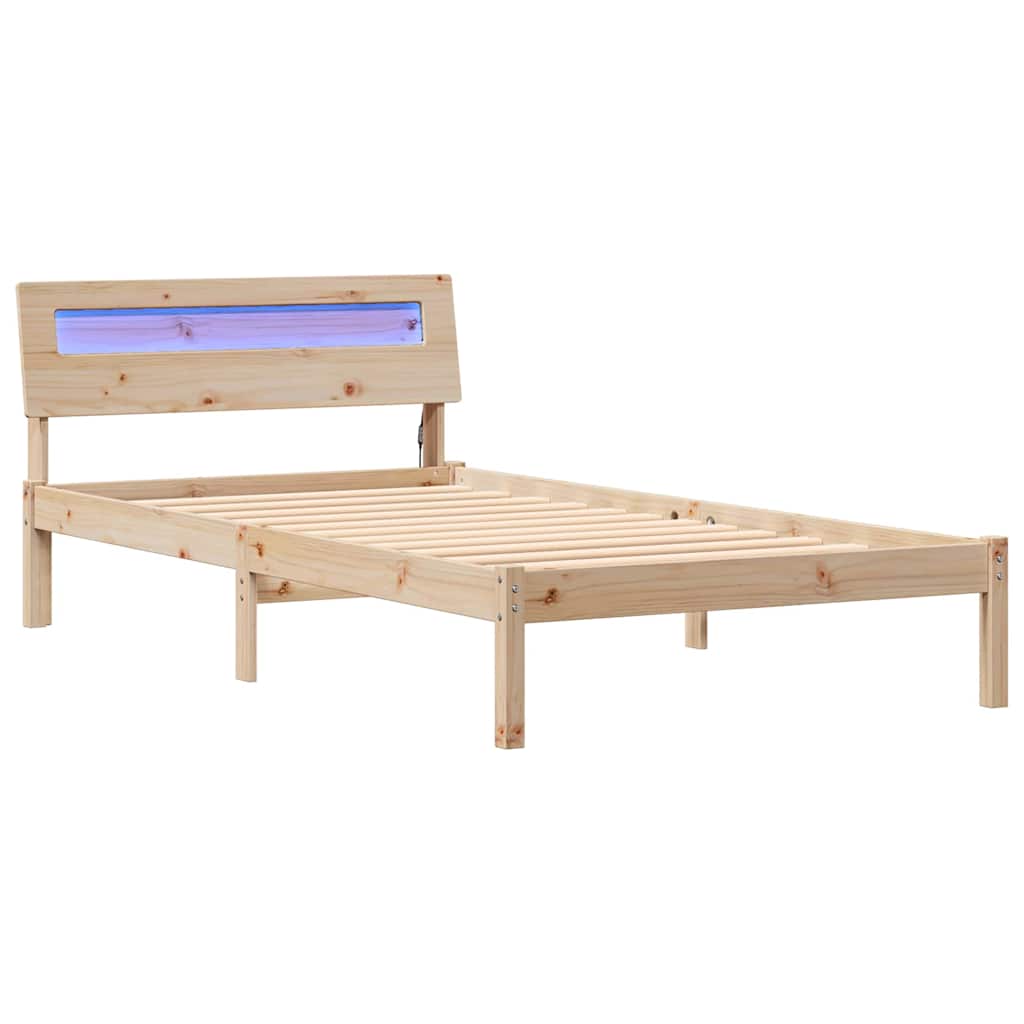 Bed Frame with Headboard Brown 90 x 200 cm Solid Pine Wood