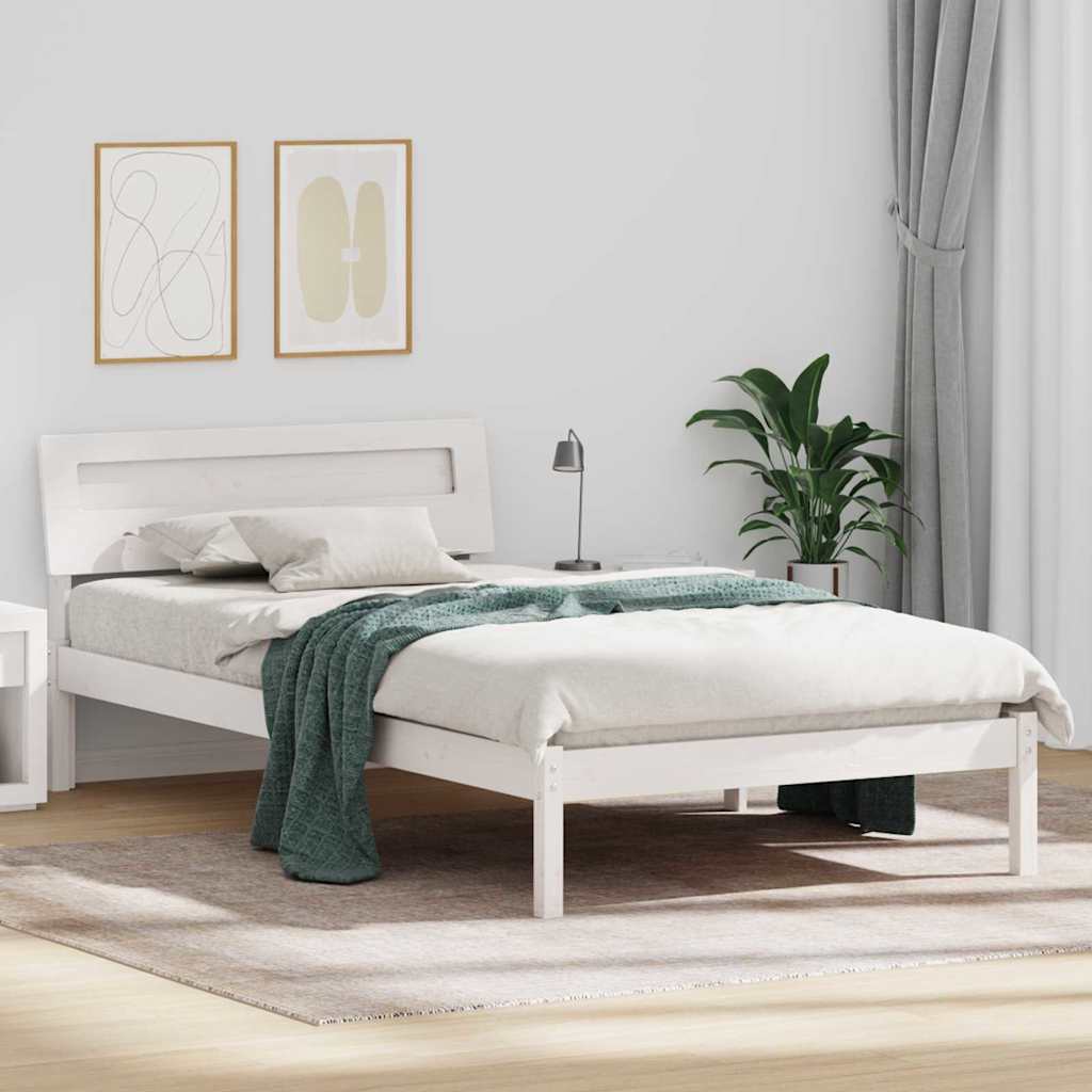 Bed Frame with Headboard White 90 x 200 cm Solid Pine Wood