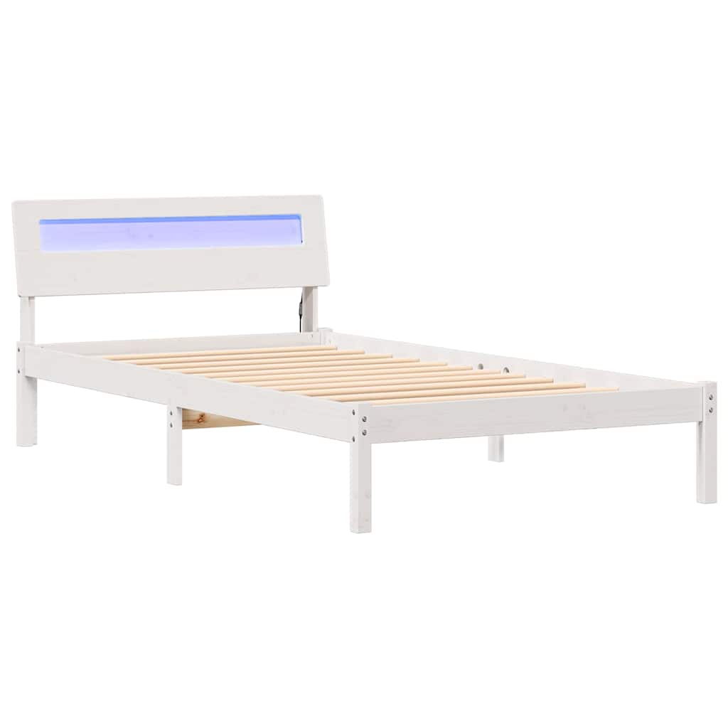 Bed Frame with Headboard White 90 x 200 cm Solid Pine Wood