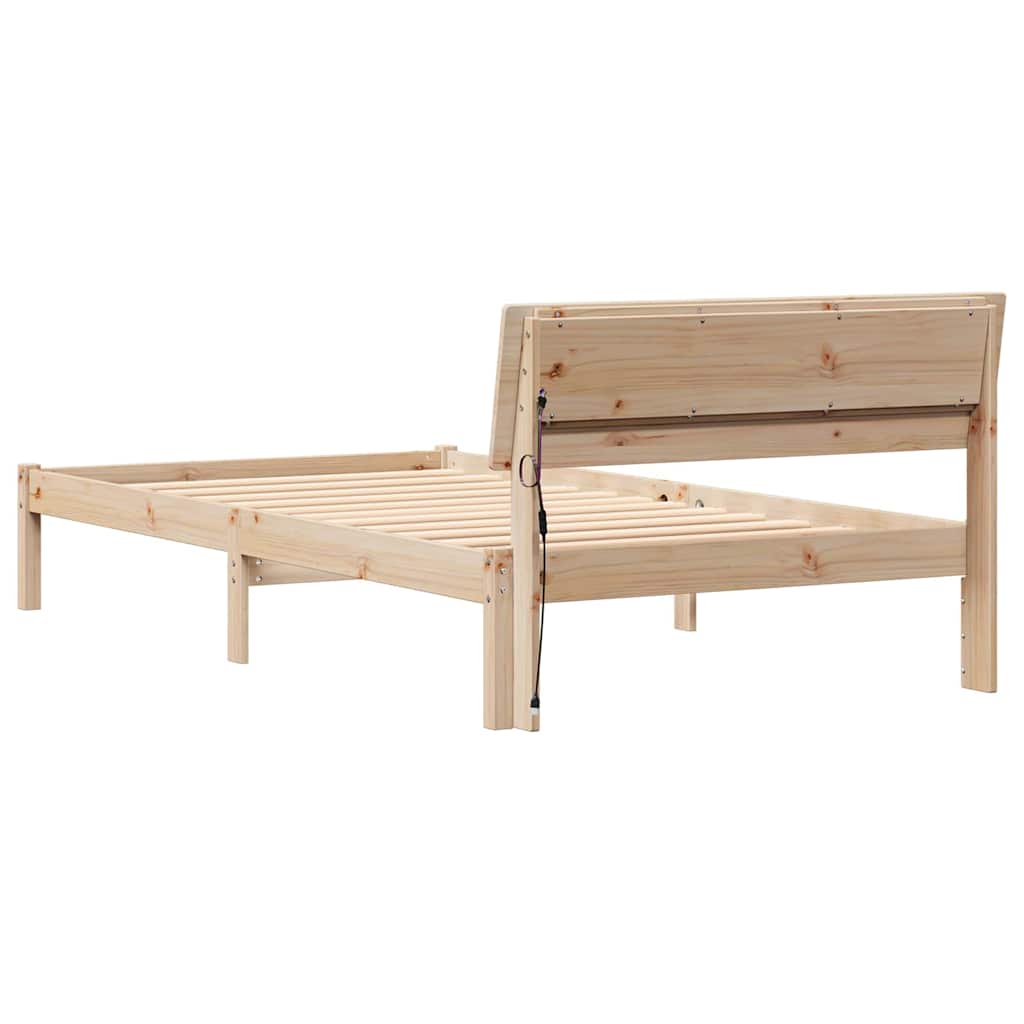 Bed Frame with Headboard Brown 80 x 200 cm Solid Pine Wood