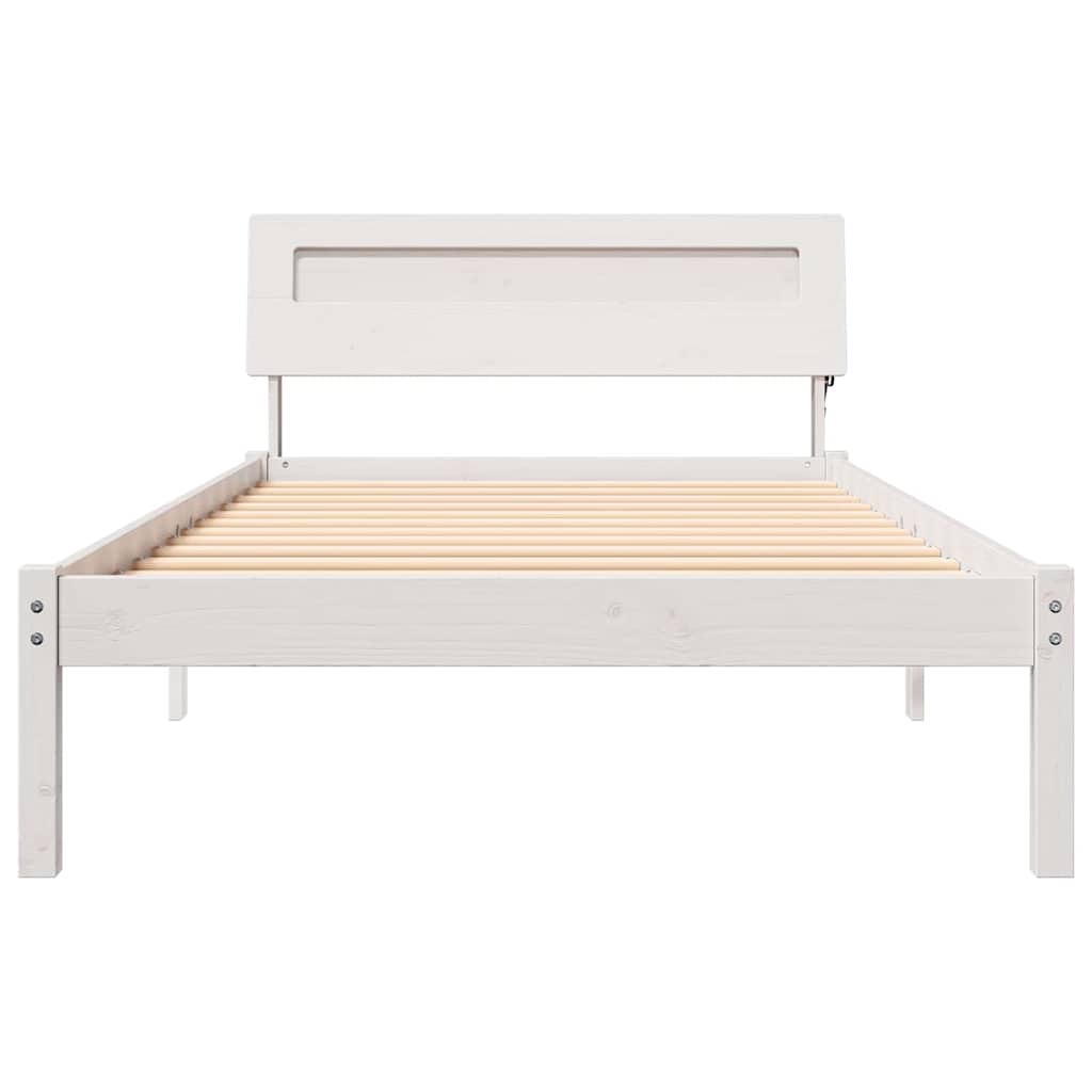 Bed Frame with Headboard White 80 x 200 cm Solid Pine Wood