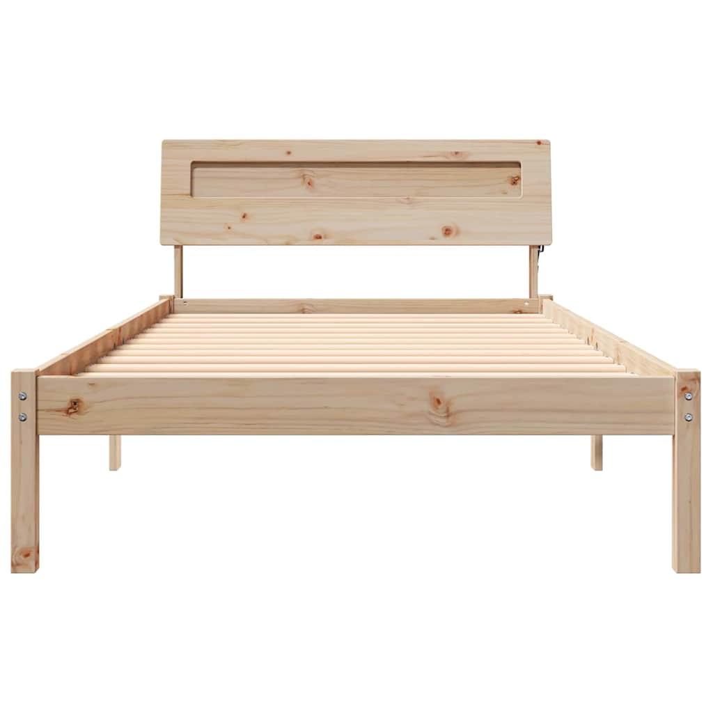 Bed Frame with Headboard Brown 90 x 190 cm Solid Pine Wood